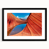 Colorful abstract art print of Arizona's Coyote Buttes on a textured, extra large canvas, framed in black.