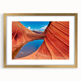 Extra large wall art featuring textured abstract print of Arizona's Coyote Buttes in muted earth tones, framed in gold.