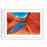 Abstract art print of Coyote Buttes in Arizona, with muted earth tones on a white framed canvas.