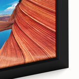 Extra large black wall art of Arizona's Coyote Buttes, featuring colorful, textured design on framed canvas.
