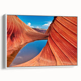 Vintage poster art of Arizona's Coyote Buttes in vibrant colors on a framed canvas, ideal for living room decor.