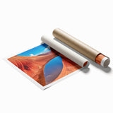 Rolled print of Coyote Buttes in Arizona, featuring earthy red and orange tones, ideal for classy bathroom wall art.