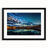 Extra large colorful art print of Lake Powell on textured canvas, in abstract style, ideal for living room decor.