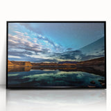 Large abstract wall art of Lake Powell in Arizona, featuring muted earth tones on a framed acrylic.