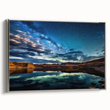 Landscape art painting of Lake Powell on a framed canvas, featuring a vintage style with a colorful palette.