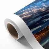 Art Deco poster of Lake Powell with muted blue and beige tones on rolled canvas, suitable for nursery wall art.