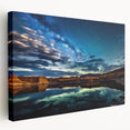 Large art print of Lake Powell, Arizona, featuring vibrant blue and earth tones on stretched canvas.