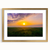 Extra large abstract art print depicting a textured Arkansas scenery in muted earth tones, framed in gold.