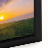 Black wall art featuring a textured Arkansas scenery in vibrant colors on a framed canvas, ideal for living room decor.