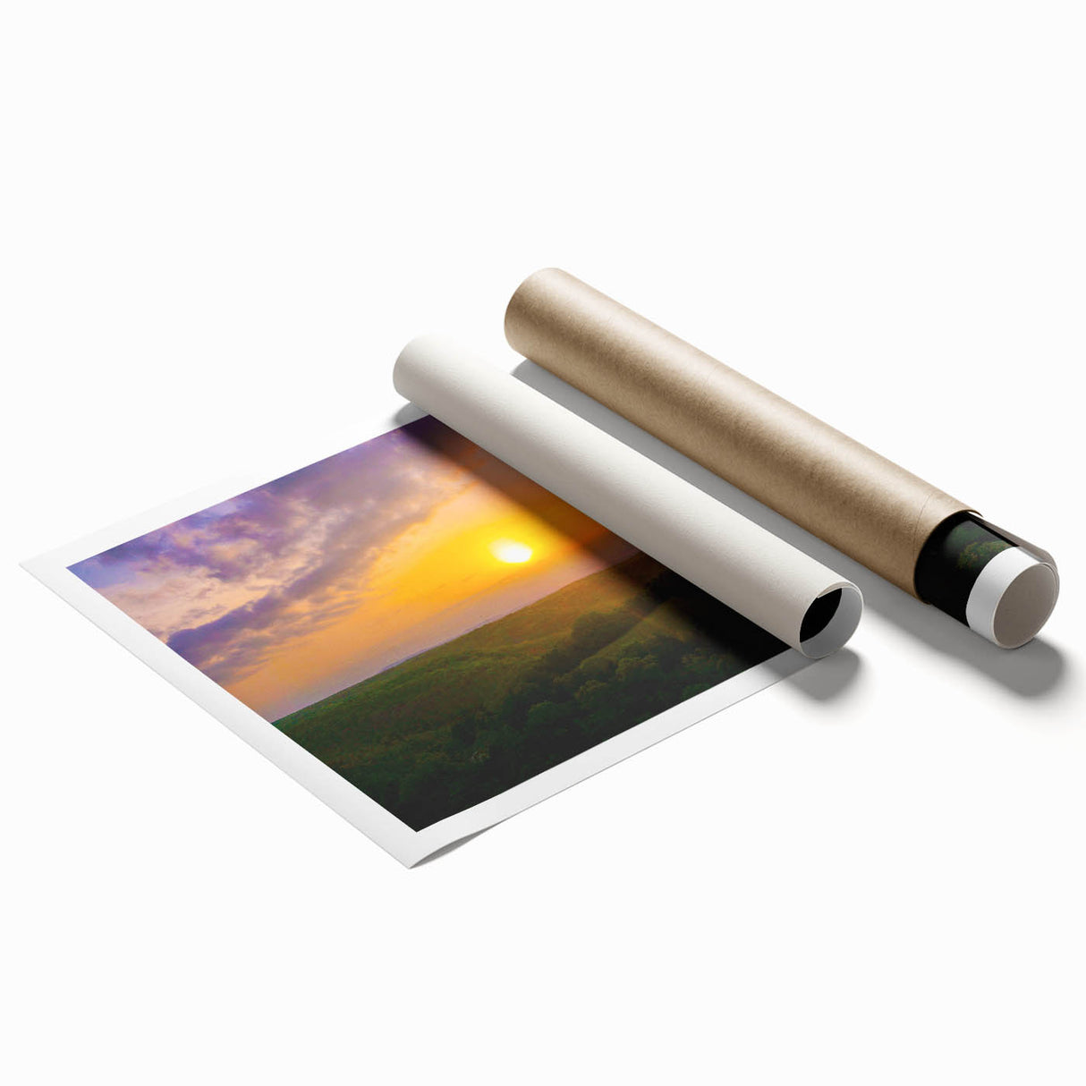Extra large rolled print of Arkansas scenery with vibrant floral art.