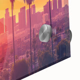 Large abstract wall art depicting Beverly Hills scenery in mid-century modernist style on acrylic glass.