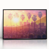 Large abstract wall art depicting Beverly Hills with muted earth tones on a framed acrylic.