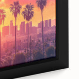 Framed canvas featuring a textured depiction of Beverly Hills with black and colorful art elements.