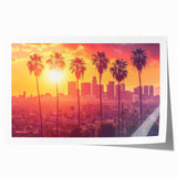 Rolled print of Beverly Hills scenery with floral accents in soft pastel colors, suitable for art wall dining room.