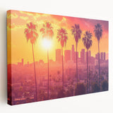 Side view of a large stretched canvas featuring a Beverly Hills scenery in muted earth tones, ideal for kitchen wall art.