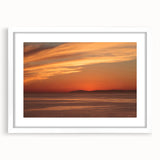 Abstract art print of Catalina, USA, in muted blue and green tones on a white framed canvas.