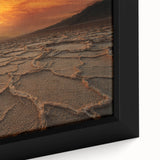 Extra large framed canvas of Death Valley with textured black and colorful art, ideal for living room decor.