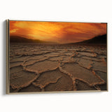 Framed canvas depicting Death Valley landscape in muted earth tones, ideal for bedroom wall art.