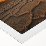 Art deco poster of Death Valley scenery in subdued earth tones on rolled canvas, suitable for dining room decor.