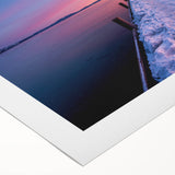 Art deco poster of Lake Tahoe with muted blue and green tones on rolled canvas, suitable for dining room wall art.