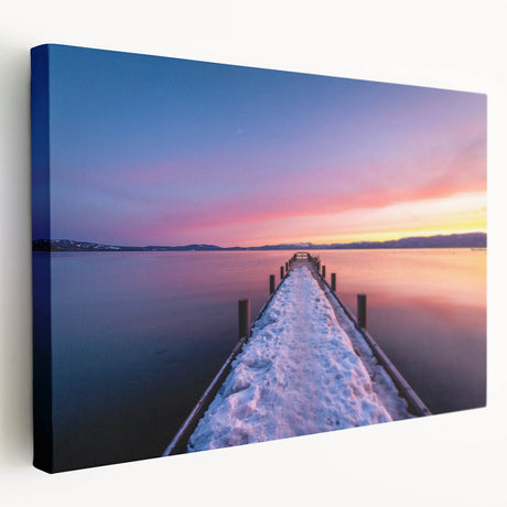 Large canvas print of Lake Tahoe with vivid blue and green tones, suitable for kitchen wall art.