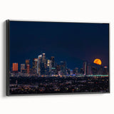 Black and white framed canvas of Los Angeles landscape, vintage poster style, ideal for bedroom wall art.
