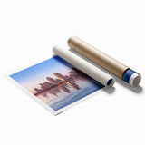 Extra large rolled print of San Diego scenery with vibrant floral elements, ideal for classy bathroom wall art.