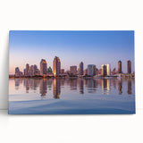 Black and white stretched canvas of San Diego skyline, ideal for kitchen wall art or bedroom ambiance.
