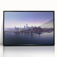 Large abstract wall art depicting the San Francisco skyline in muted gray tones on a framed acrylic print.