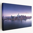 San Francisco skyline in muted gray and blue tones on large stretched canvas, ideal for kitchen wall art.