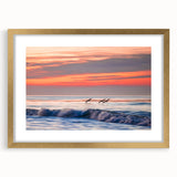 Extra large abstract art print of Santa Barbara scenery in textured style, framed in gold, ideal for living room decor.