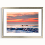 Textured abstract art print of a Santa Barbara scenery in muted earth tones on a framed silver mat, ideal for bedroom art.