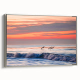 Framed canvas of a vintage-style landscape painting featuring the Santa Barbara coastline in muted earth tones.