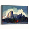 Black and white wall art featuring Yosemite landscape on framed canvas, suitable for bedroom decor.