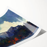 Extra large rolled print of Yosemite scenery with line art flowers in muted earth tones.