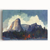 Black and white stretched canvas of Yosemite scenery, suited for kitchen wall art.