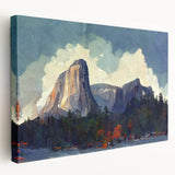 Large canvas print of Yosemite scenery, featuring lush green hues, ideal for kitchen wall art.