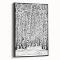 Black and white landscape art painting of Aspen, Colorado on framed canvas, suitable for bedroom decor.