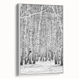 Vintage poster art of Aspen, Colorado scenery in vibrant colors on a large framed canvas, ideal for living room decor.