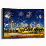 Black and white framed canvas of Denver landscape, ideal for bedroom wall art.