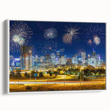 Vintage poster art of Denver, Colorado in colorful hues on extra large framed canvas, ideal for living room decor.