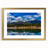 Extra large abstract art print depicting textured Colorado Springs scenery in muted earth tones, framed in gold.