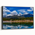 Black and white framed canvas of Colorado Springs landscape, ideal for bedroom wall decor.