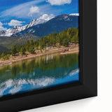 Extra large framed canvas depicting a textured Colorado Springs landscape in vibrant colors, ideal for living room decor.