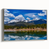 Framed canvas featuring a vintage-style landscape painting of Colorado Springs with colorful art accents.