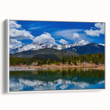 Vintage poster art of Colorado Springs with colorful palette on extra large framed canvas, suited for living room.