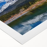 Art deco poster of Colorado Springs landscape on rolled canvas, featuring muted earth tones, ideal for dining room decor.