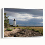 Vintage poster art of a Connecticut scenery on a large framed canvas, featuring colorful art on a black background.