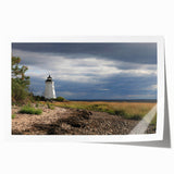 Scenic Connecticut landscape on a rolled canvas print, featuring soft green and blue tones.