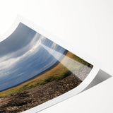 Extra large wall art featuring line art flowers in muted earth tones on a rolled canvas, ideal for large living room decor.